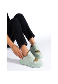 SHELOVET - Jasnozielone sneakersy damskie z łańcuchem Shelovet. Kolor: zielony #5