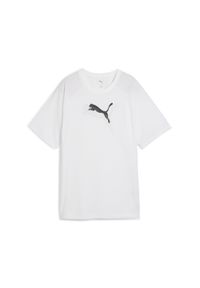 Puma - Damska koszulka Evostripe o luźnym kroju z grafiką PUMA. Kolor: biały. Sport: fitness #1