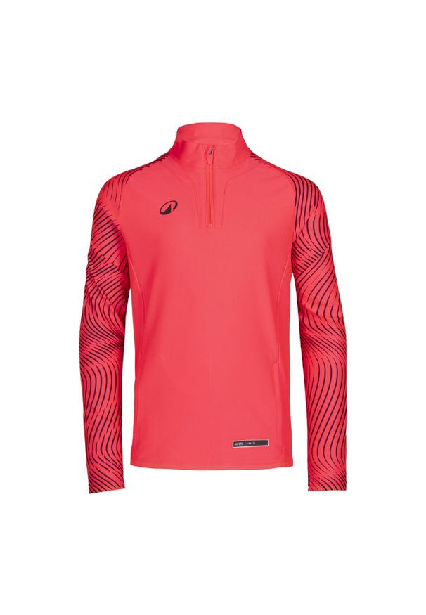 KIPSTA - Bluza piłkarska na krótki suwak dla dzieci Kipsta Viralto Wavy Club. Kolor: czerwony, wielokolorowy, różowy. Materiał: materiał, poliester, elastan. Długość: krótkie. Sport: piłka nożna