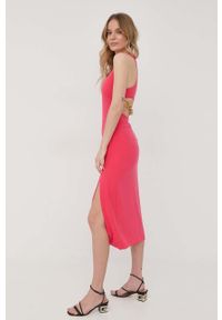 Patrizia Pepe sukienka kolor różowy midi prosta. Kolor: różowy. Materiał: tkanina. Typ sukienki: proste. Długość: midi #3