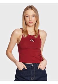 Calvin Klein Jeans Top J20J221062 Bordowy Regular Fit. Kolor: czerwony. Materiał: bawełna #1