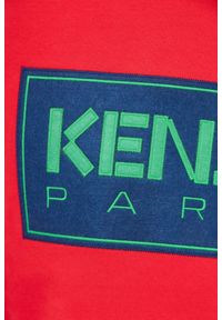 Kenzo - KENZO Czerwona bluza męska z aplikacją z logo. Kolor: czerwony. Wzór: aplikacja