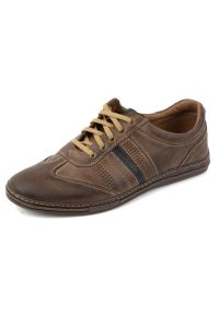 Joker - Buty męskie skórzane sznurowane JOKER 521 brązowe. Okazja: na co dzień, na spacer. Kolor: brązowy. Materiał: skóra. Sezon: lato. Styl: casual #10