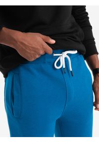 Ombre Clothing - Spodnie męskie dresowe - niebieskie V12 P866 - XXL. Kolor: niebieski. Materiał: dresówka. Styl: klasyczny