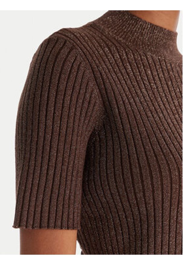 ACCESS FASHION Sweter 54-8046 Brązowy Slim Fit. Kolor: brązowy. Materiał: syntetyk