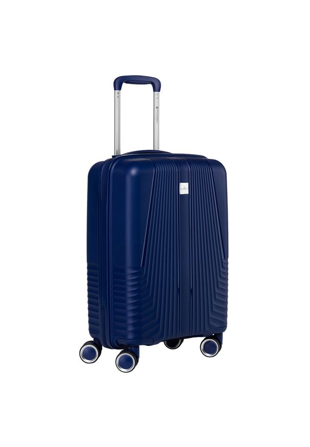 Kabinowa, granatowa walizka podróżna z teleskopowym uchwytem Peterson PTN PP-09-W. Kolor: niebieski
