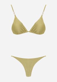 Renee - Jasnozielone Bikini Biustonosz z Wiązaniem na Plecach i Koralikami i Majtki Figi Sheille. Kolekcja: plus size. Kolor: zielony. Wzór: aplikacja, haft #3