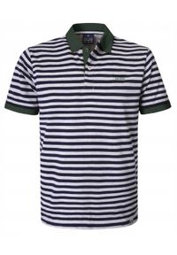 Męska, Bawełniana Koszulka Polo - Pako Jeans - Zielone Akcenty, Paski. Okazja: na co dzień. Typ kołnierza: polo. Kolor: wielokolorowy. Materiał: wiskoza, bawełna. Wzór: paski, prążki. Styl: casual