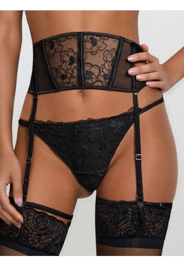 Sinsay - Pas do pończoch - czarny. Kolor: czarny