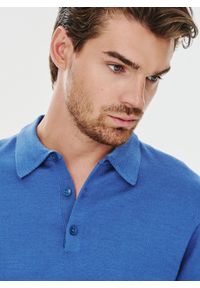 Pako Lorente - PAKO LORENTE – Męski niebieski sweter z kołnierzykiem polo. Typ kołnierza: polo. Kolor: niebieski. Materiał: wełna, akryl, poliamid. Wzór: melanż. Sezon: zima, jesień #4