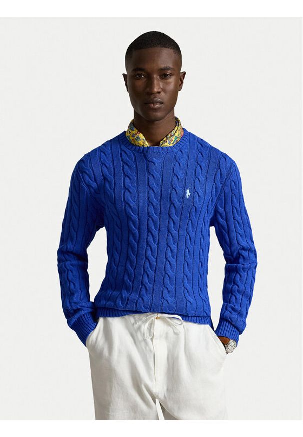 Polo Ralph Lauren Sweter 710775885546 Niebieski Regular Fit. Typ kołnierza: polo. Kolor: niebieski. Materiał: bawełna