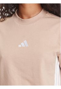 Adidas - adidas T-Shirt Essentials 3-Stripes JX7616 Beżowy Regular Fit. Kolor: beżowy. Materiał: bawełna #4