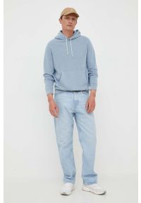 Polo Ralph Lauren bluza bawełniana męska kolor niebieski z kapturem gładka. Typ kołnierza: kaptur, polo. Kolor: niebieski. Materiał: bawełna. Wzór: gładki #2