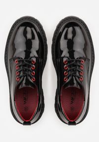 Renee - Czarno-Czerwone Eleganckie Półbuty Oksfordki VICES ze Sznurowaniem i Platformą Anatala. Okazja: na co dzień, na randkę. Zapięcie: sznurówki. Kolor: czarny. Materiał: jeans. Obcas: na platformie. Styl: elegancki #2