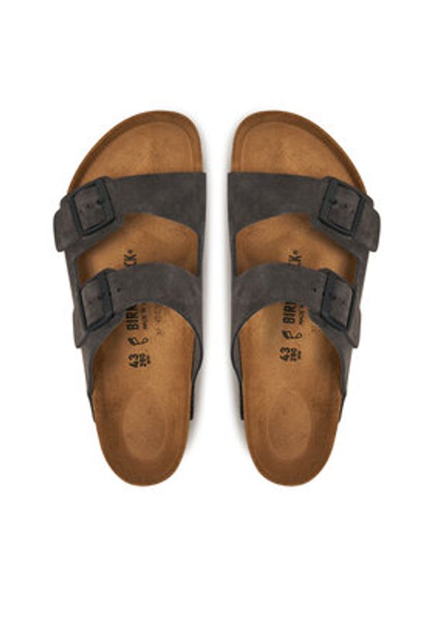 Birkenstock Klapki Arizona zamsz 1028603 Szary. Kolor: szary. Materiał: zamsz, skóra