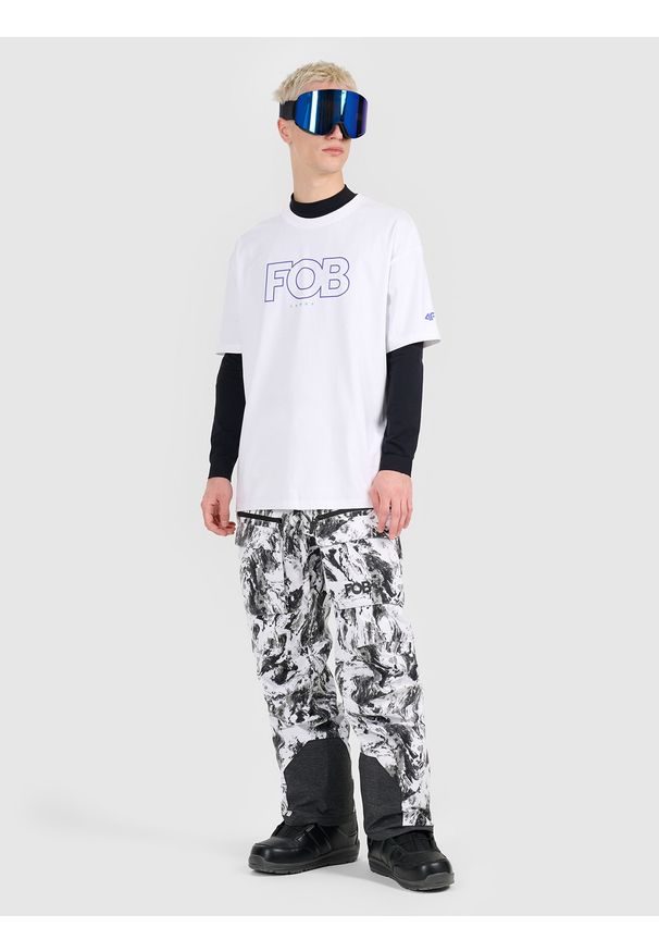 4f - 4F Spodnie snowboardowe membrana 15000 męskie - czarno-białe L. Kolor: wielokolorowy. Materiał: poliester, materiał. Sezon: zima. Sport: snowboard
