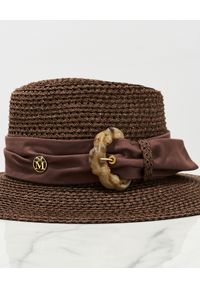 MAISON MICHEL PARIS - Brązowy kapelusz Charles. Kolor: brązowy. Wzór: aplikacja
