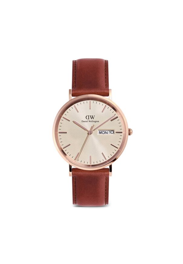 Daniel Wellington Zegarek Classic Day Display 40 DW00100829 Różowe złoto. Kolor: wielokolorowy, różowy, złoty. Materiał: skóra