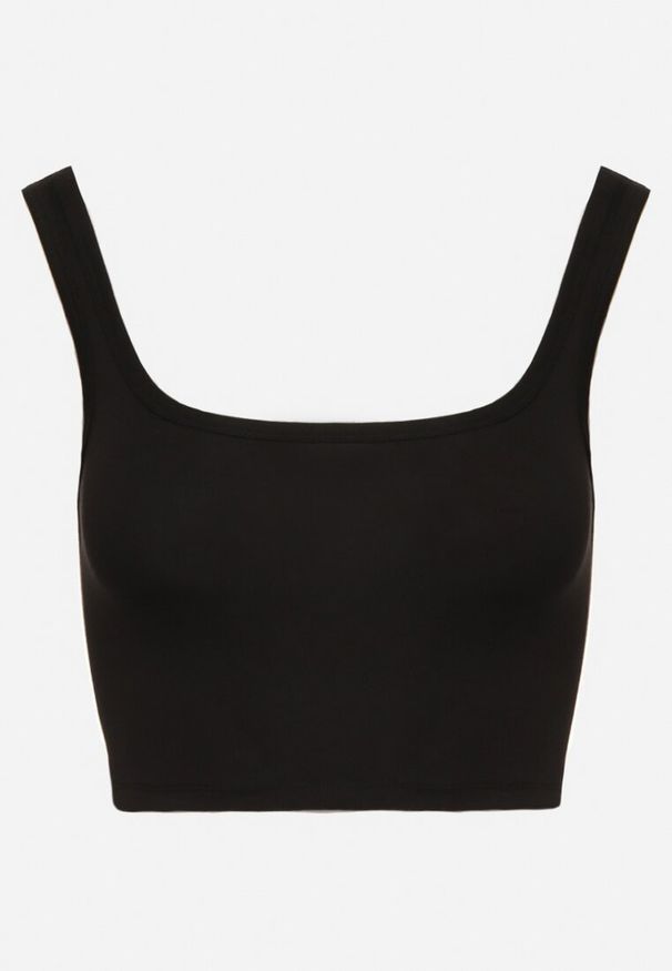 Born2be - Czarny Bawełniany Tank Top Bez Rękawów Lomalia. Kolor: czarny. Materiał: bawełna. Długość rękawa: bez rękawów