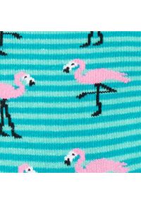 His Story - Skarpetki Bawełniane - Tematyczne - Turkusowe we Flamingi. Kolor: niebieski. Materiał: elastan, bawełna, poliamid #2