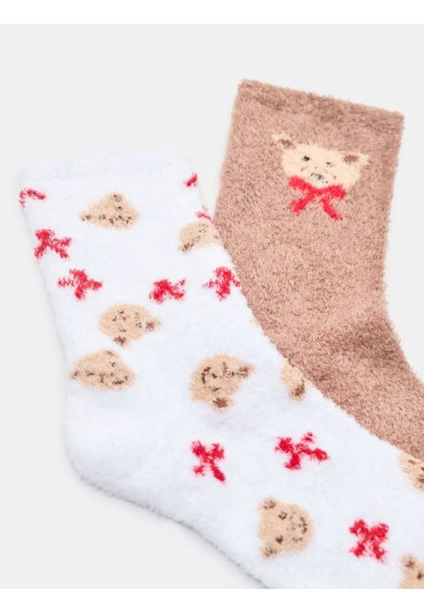 Sinsay - Skarpetki ze wzorem 2 pack - biały. Kolor: biały