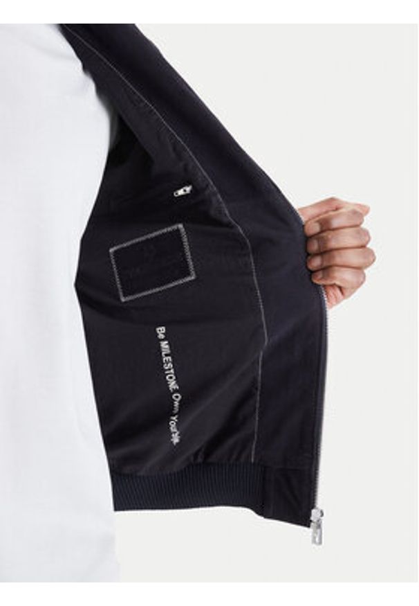 Milestone Kurtka bomber 61163860755 Granatowy Slim Fit. Kolor: niebieski. Materiał: skóra, bawełna
