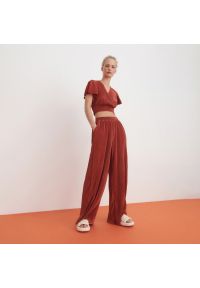 Reserved - Plisowane spodnie palazzo - Bordowy. Kolor: czerwony #1