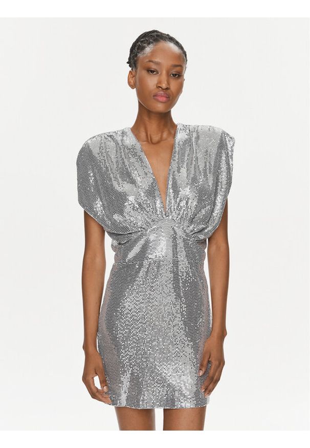 Rinascimento Sukienka koktajlowa CFC0116365003 Srebrny Regular Fit. Kolor: srebrny. Materiał: syntetyk. Styl: wizytowy