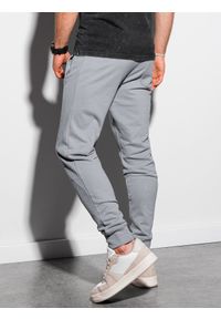 Ombre Clothing - Spodnie męskie dresowe joggery P948 - jasnoszare - XXL. Kolor: szary. Materiał: dresówka #4