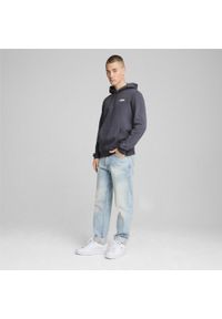 Puma - Męska bluza z kapturem i małym dwukolorowym logo Essentials+ PUMA Galactic Gray. Typ kołnierza: kaptur. Kolor: szary #2
