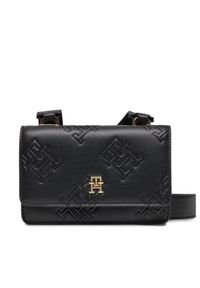 TOMMY HILFIGER - Tommy Hilfiger Torebka Th Refined Crossover Mono AW0AW15727 Czarny. Kolor: czarny. Materiał: skórzane