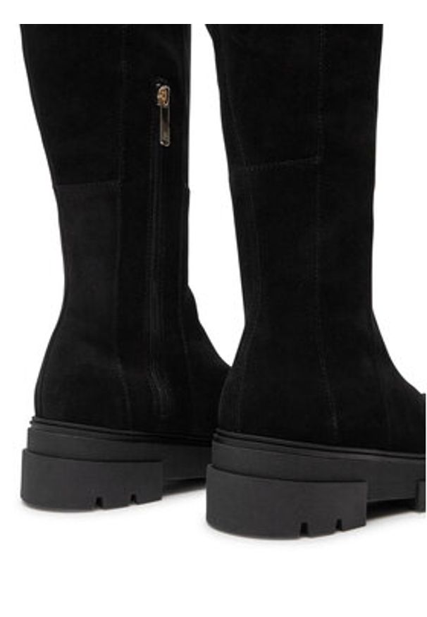 TOMMY HILFIGER - Tommy Hilfiger Muszkieterki Suede Over-The-Knee Boot FW0FW08159 Czarny. Kolor: czarny. Materiał: zamsz, skóra