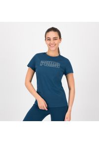 Koszulka z krótkim rękawem damska Puma Gym & Pilates. Kolor: niebieski. Materiał: materiał, bawełna. Długość rękawa: krótki rękaw. Długość: krótkie. Sport: joga i pilates #1