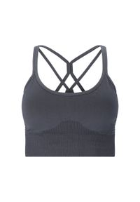 Stanik do jogi Athlecia bezszwowy. Kolor: niebieski. Materiał: poliester, nylon. Sport: joga i pilates