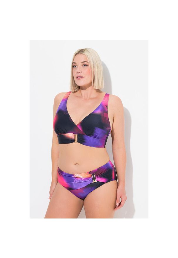 ULLA POPKEN - Damskie Bikini ozdobne klamry miękkie miseczki materiał pochodzący z recyklingu. Kolekcja: plus size. Kolor: różowy. Materiał: elastan, poliamid, materiał