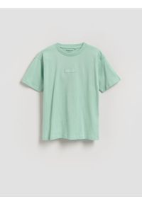 Reserved - Bawełniany t-shirt - jasnozielony. Kolor: zielony. Materiał: bawełna