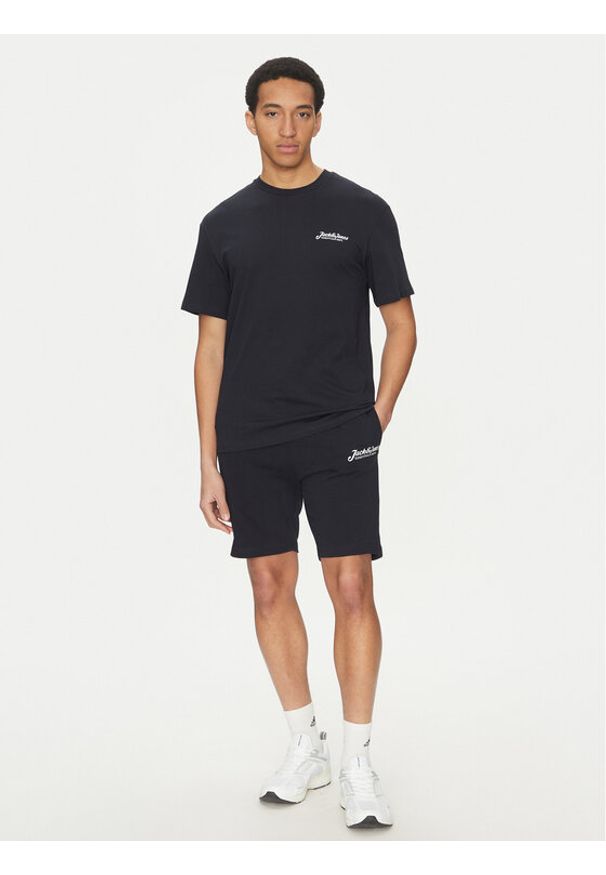 Jack & Jones - Jack&Jones Komplet t-shirt i szorty sportowe Beau 12277466 Granatowy Relaxed Fit. Kolor: niebieski. Materiał: bawełna. Styl: sportowy