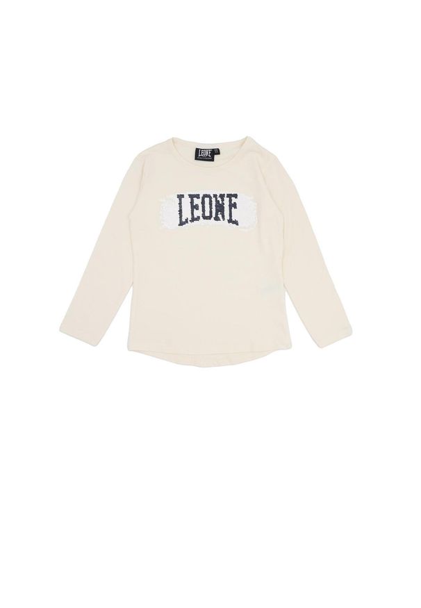 LEONE 1947 APPAREL - Dziewczęcy t-shirt Leone z długim rękawem i cekinami w kolorze Super Grey. Kolor: biały. Długość rękawa: długi rękaw. Długość: długie. Sport: joga i pilates