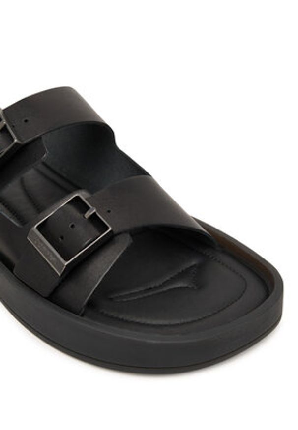 Calvin Klein Klapki Ergon Double Bar Sandal Lth HM0HM02097 Czarny. Kolor: czarny. Materiał: skóra