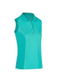 INESIS - Koszulka polo do golfa damska. Typ kołnierza: polo, golf. Kolor: zielony. Materiał: materiał. Długość rękawa: krótki rękaw. Długość: krótkie