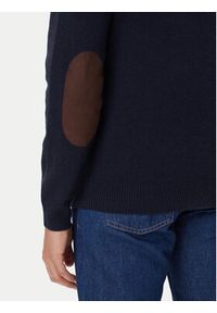 Barbour Sweter Patch Half Zip MKN0585NY91 Granatowy Regular Fit. Kolor: niebieski. Materiał: wełna