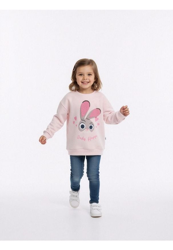 Sinsay - Bluza crewneck z nadrukiem Disney Zwierzogród - różowy. Kolor: różowy. Wzór: motyw z bajki, nadruk