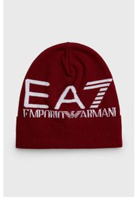 EA7 Emporio Armani Czapka 274903.1A301 kolor czerwony z cienkiej dzianiny. Kolor: czerwony. Materiał: dzianina #1