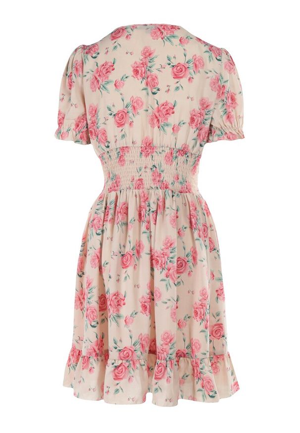 Born2be - Różowa Sukienka Aethiliana. Kolor: różowy. Długość rękawa: krótki rękaw. Długość: mini