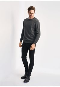 Ochnik - Grafitowy sweter męski basic. Okazja: na co dzień. Kolor: szary. Materiał: bawełna. Długość: długie. Styl: casual #3