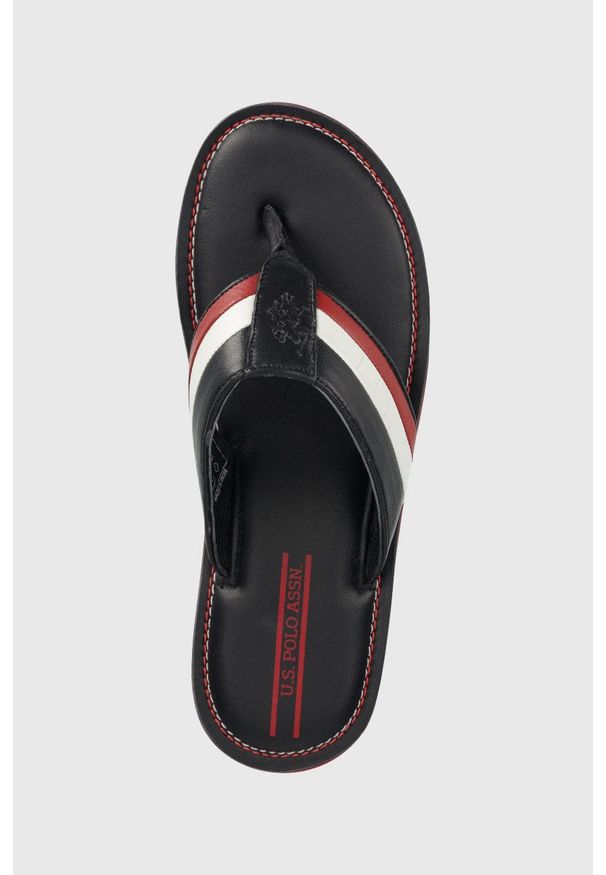 U.S. Polo Assn. japonki skórzane męskie kolor granatowy. Kolor: niebieski. Materiał: skóra