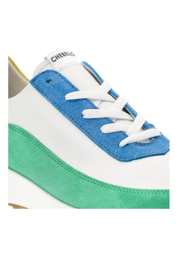 CheBello - Białe Sneakersy Chebello Damskie Modne Obuwie. Kolor: biały. Materiał: zamsz, skóra. Szerokość cholewki: normalna. Sezon: wiosna. Obcas: na platformie. Styl: elegancki