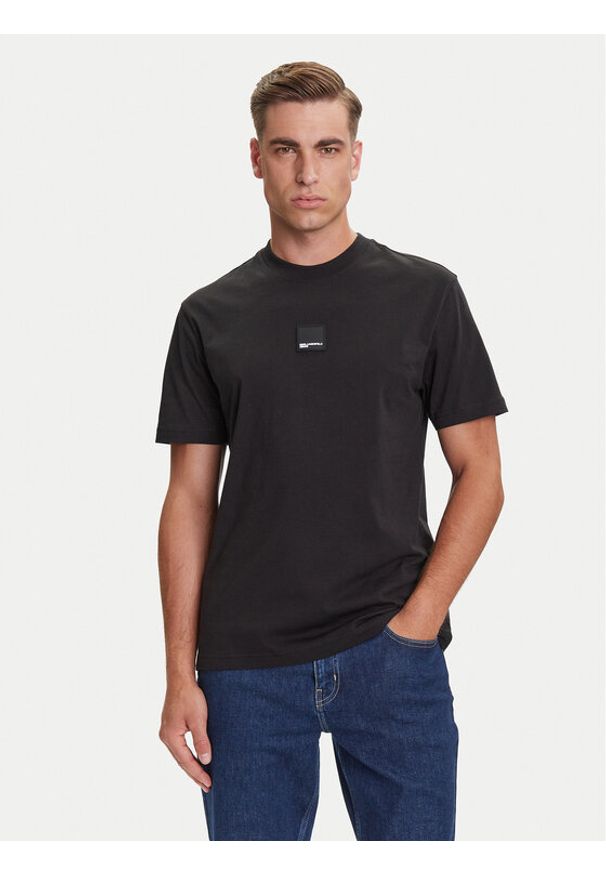 Karl Lagerfeld Jeans T-Shirt A3M17029 Czarny Regular Fit. Kolor: czarny. Materiał: bawełna