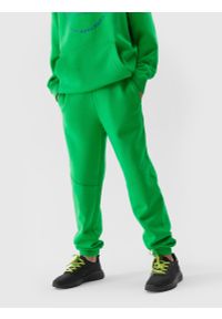 4F JUNIOR - Spodnie dresowe joggery chłopięce. Kolor: zielony. Materiał: dresówka. Wzór: napisy #2