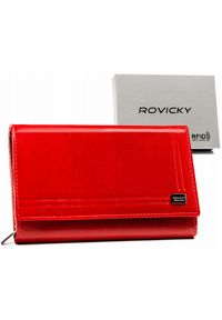 ROVICKY - Portfel skórzany Rovicky CPR-001-BAR czerwony. Kolor: czerwony. Materiał: skóra
